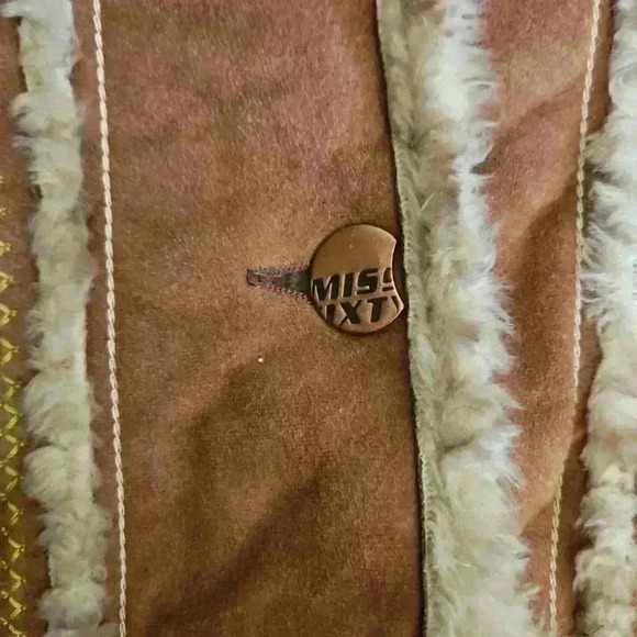 Miss Sixty Womens Suede Vintage 70s Penny Lane Bohemian Faux Fur Trim Coat XS - Picture 9 of 16